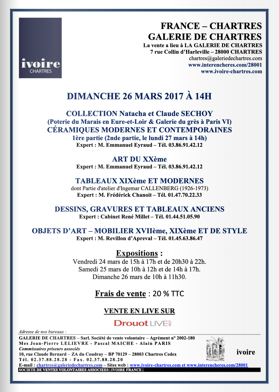 Galerie de Chartres, Ivoire enchères