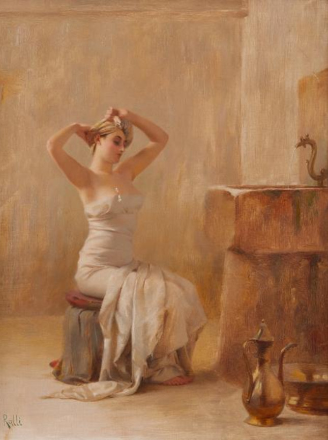 Théodore RALLI (1852-1909) — Femme à sa toilette, Egypte