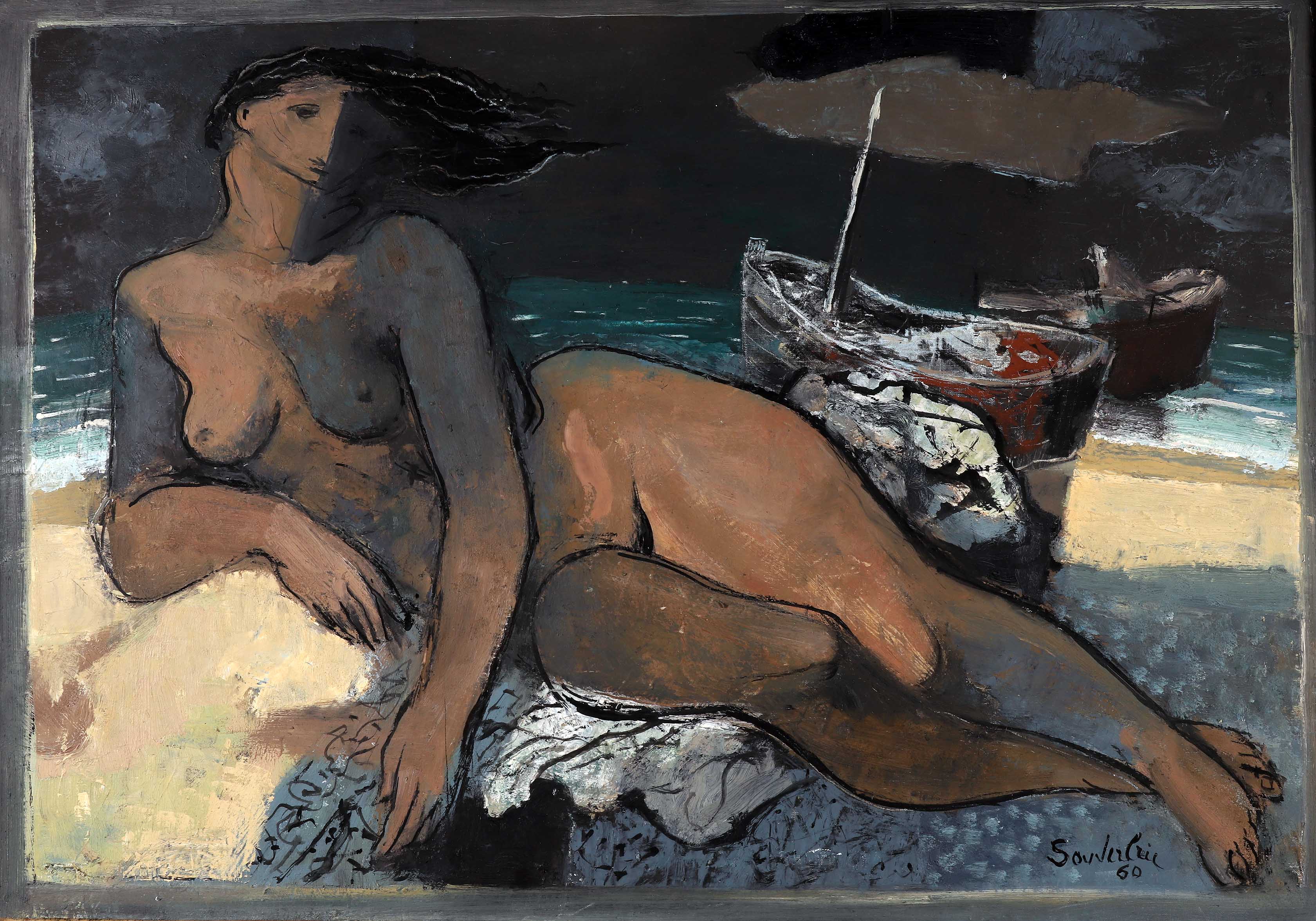 Jean SOUVERBIE (1891-1981) — Nu allongé sur la plage