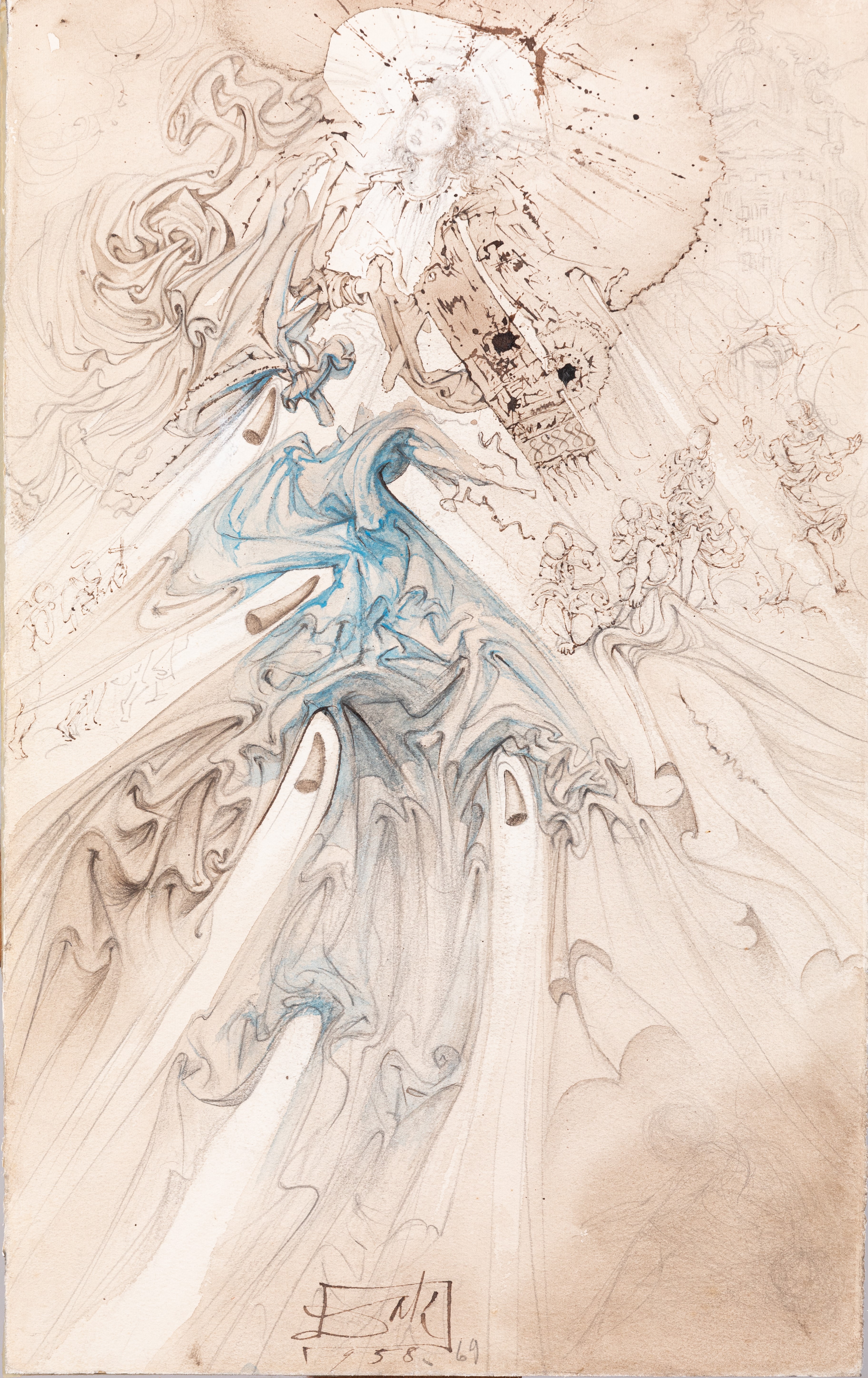 SALVADOR DALÍ (1904 - 1989) — Assomption aux cornes de rhinocéros, 1958-69.