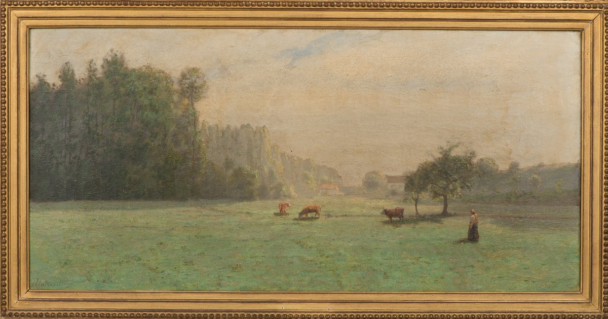  — Un pré dans les fonds de La Tournelle ; vapeurs argentées du matin