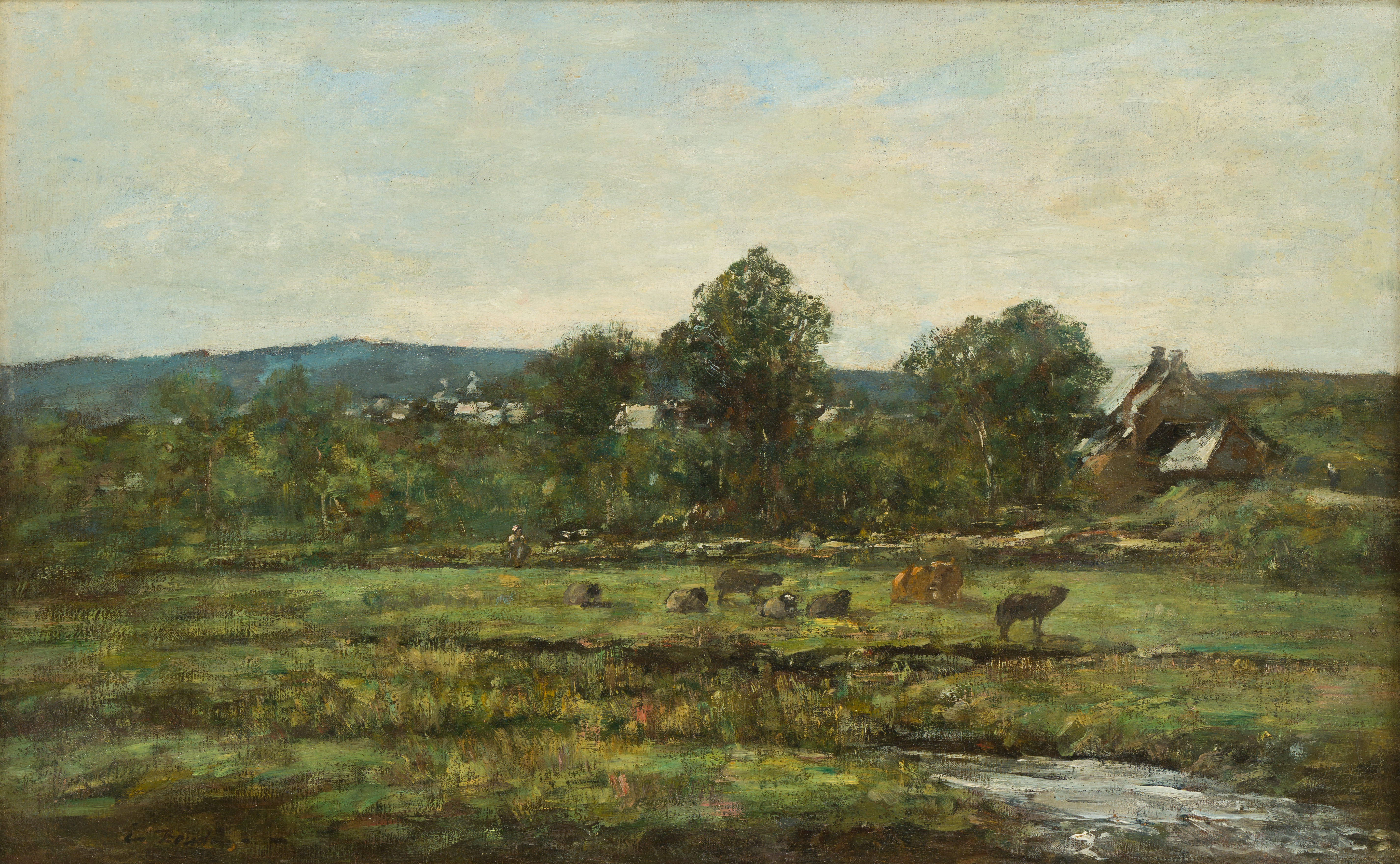 Eugène BOUDIN (1824-1898) — Vaches au pré, vers 1885-1890