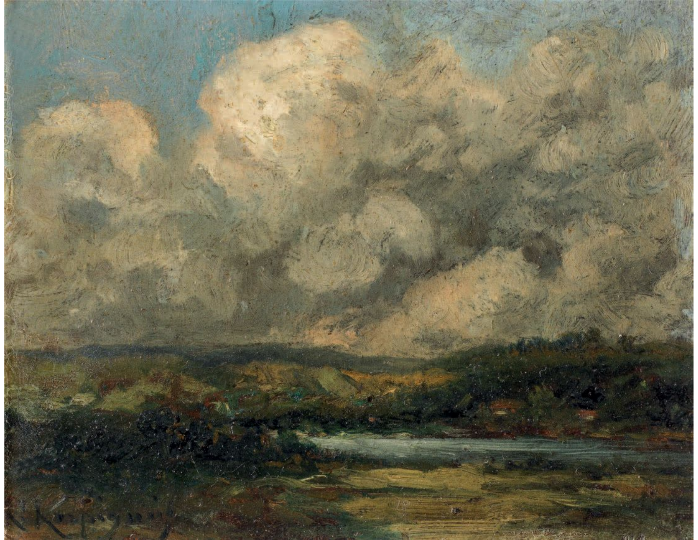 Henri Joseph HARPIGNIÈS (1819-1916) — PAYSAGE AU GRAND NUAGE
