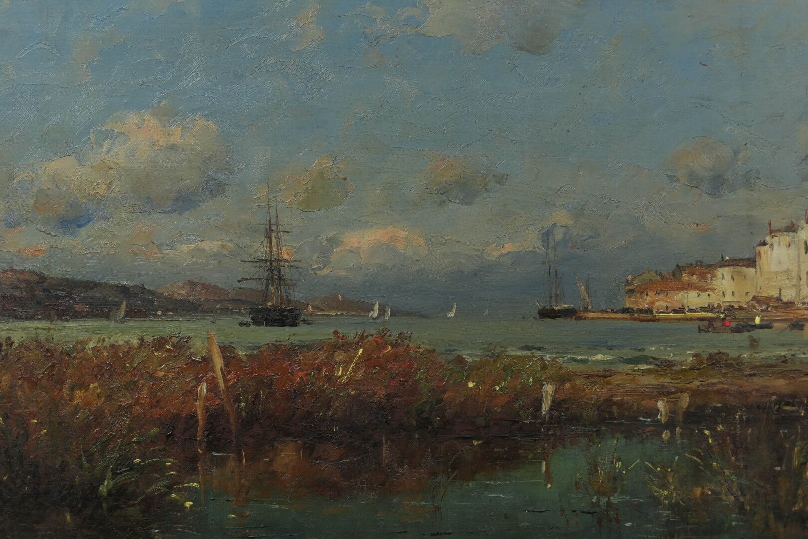 Jean-Baptiste OLIVE (1848-1936) — Martigues : Voiliers sur l'étang de Berre
