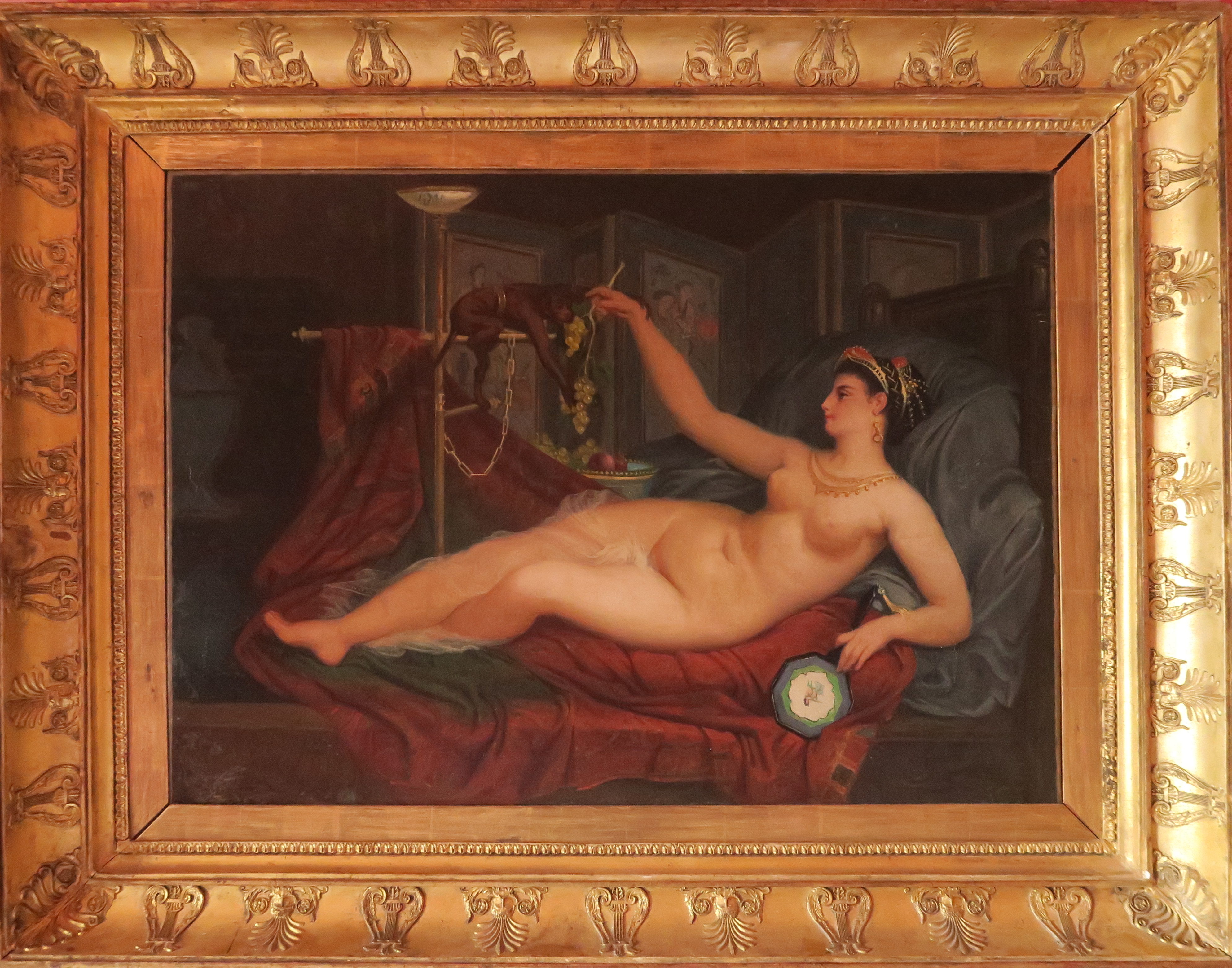 Ecole du XIXe siècle — Orientale et singe et à l’éventail