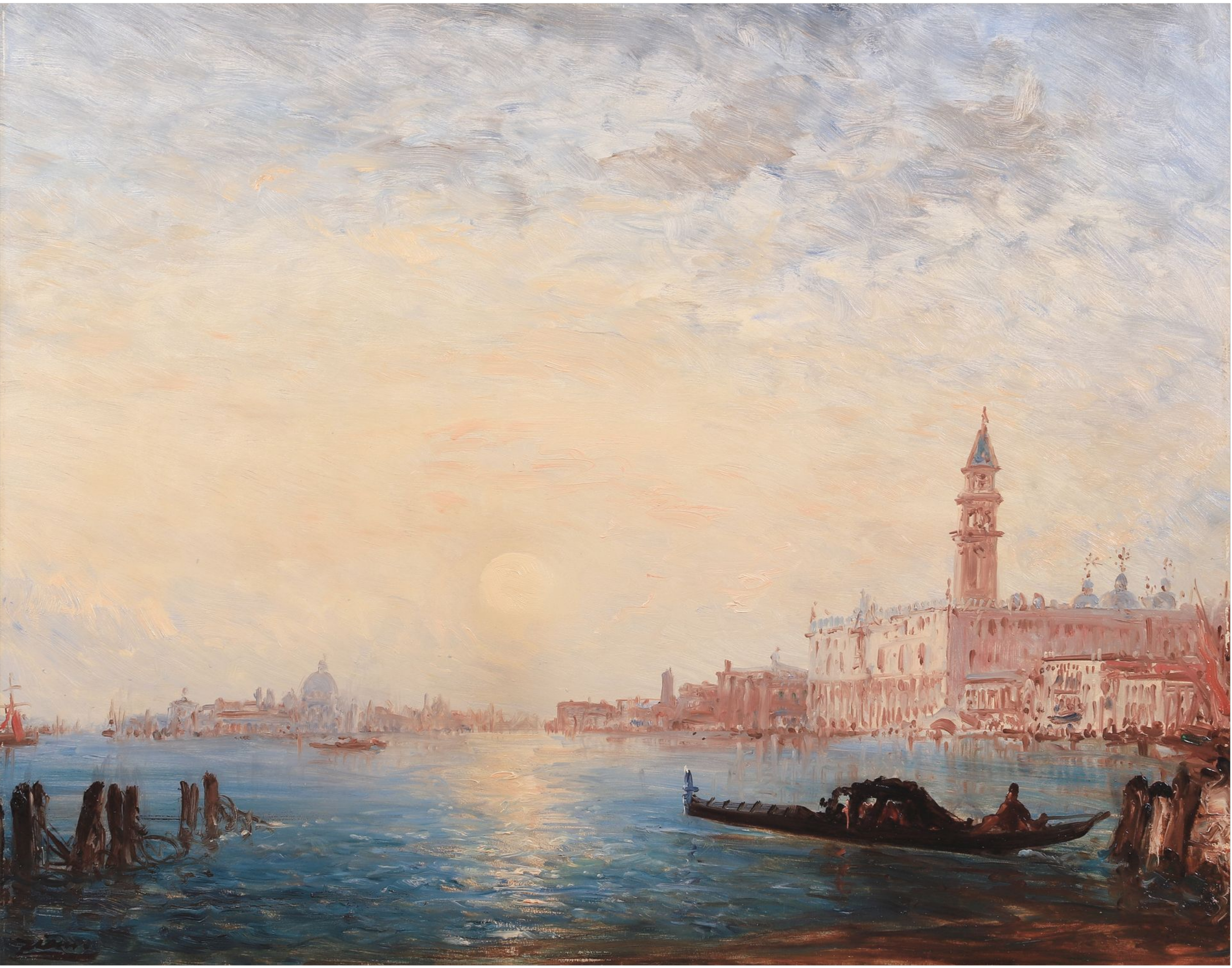 Félix ZIEM (1821-1911) — Gondoles au soleil couchant près de la place Saint Marc.