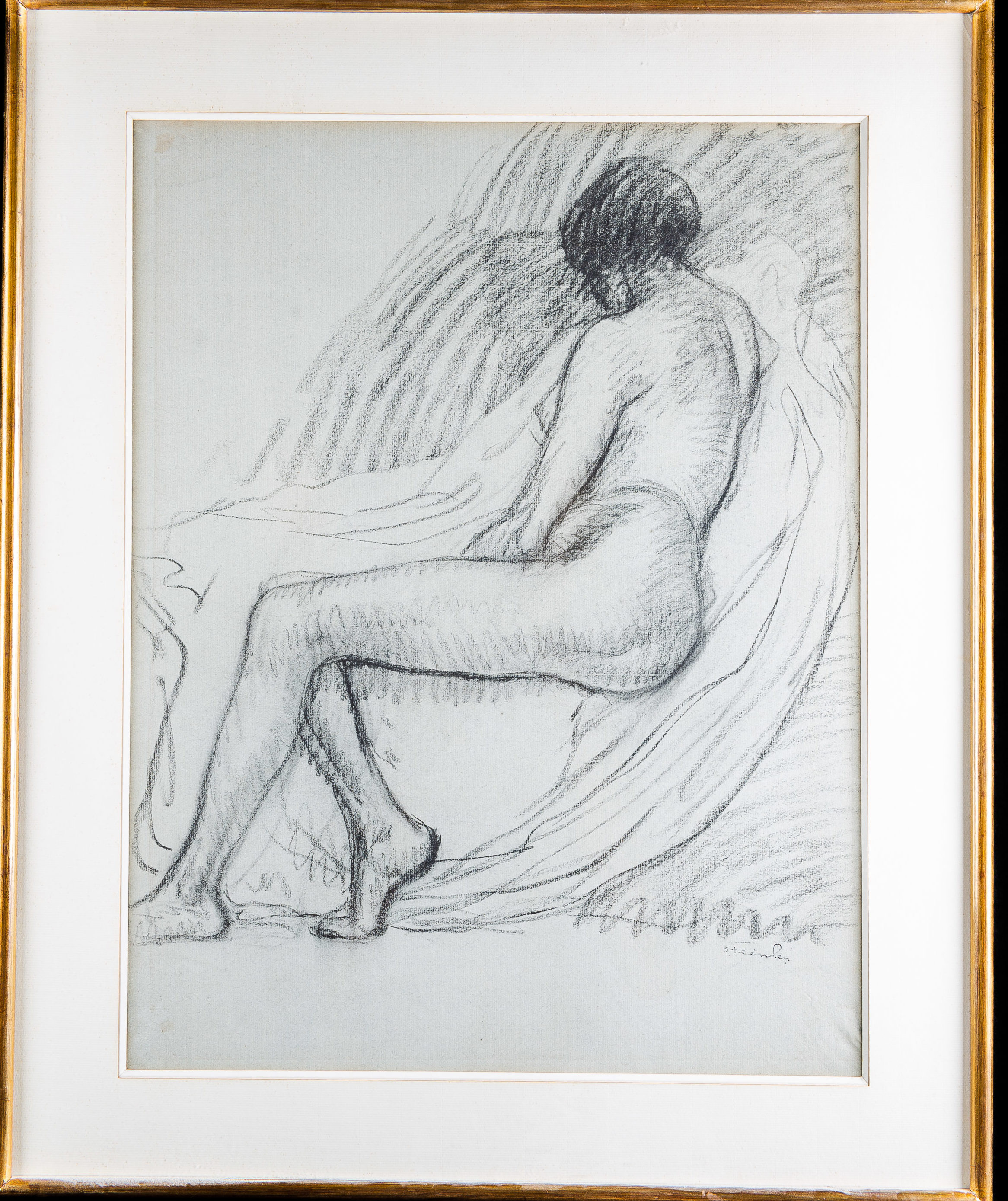 Théophile Alexandre STEINLEN (1859 - 1923) — Nu assis de trois quart