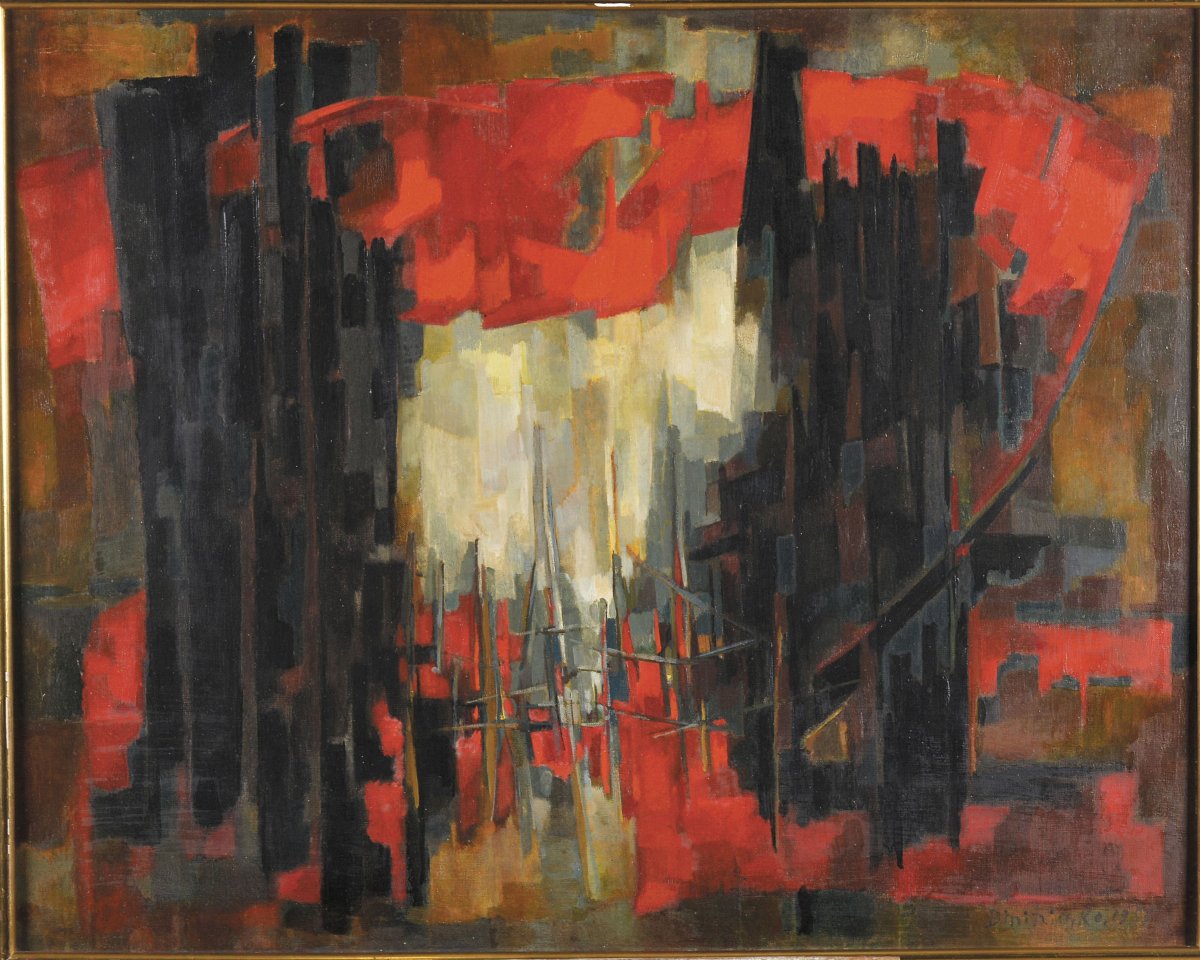  — Composition rouge blanc et noir.