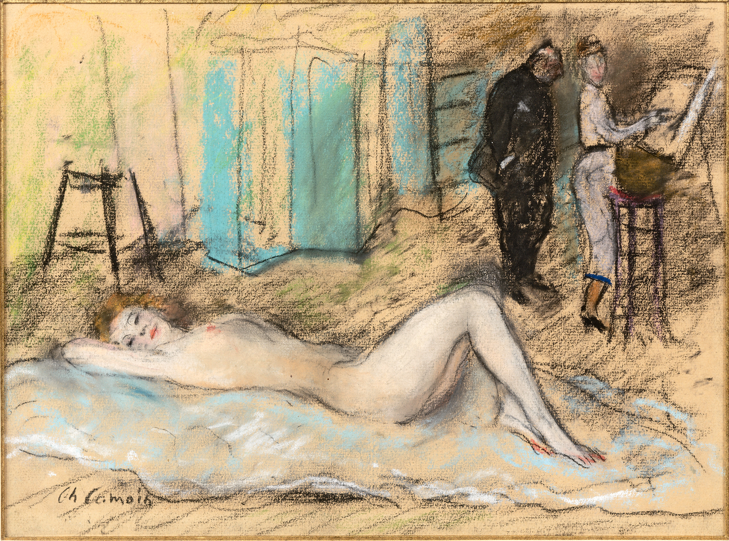 Charles CAMOIN (1879-1965) — Un peintre et son élève dans l' atelier