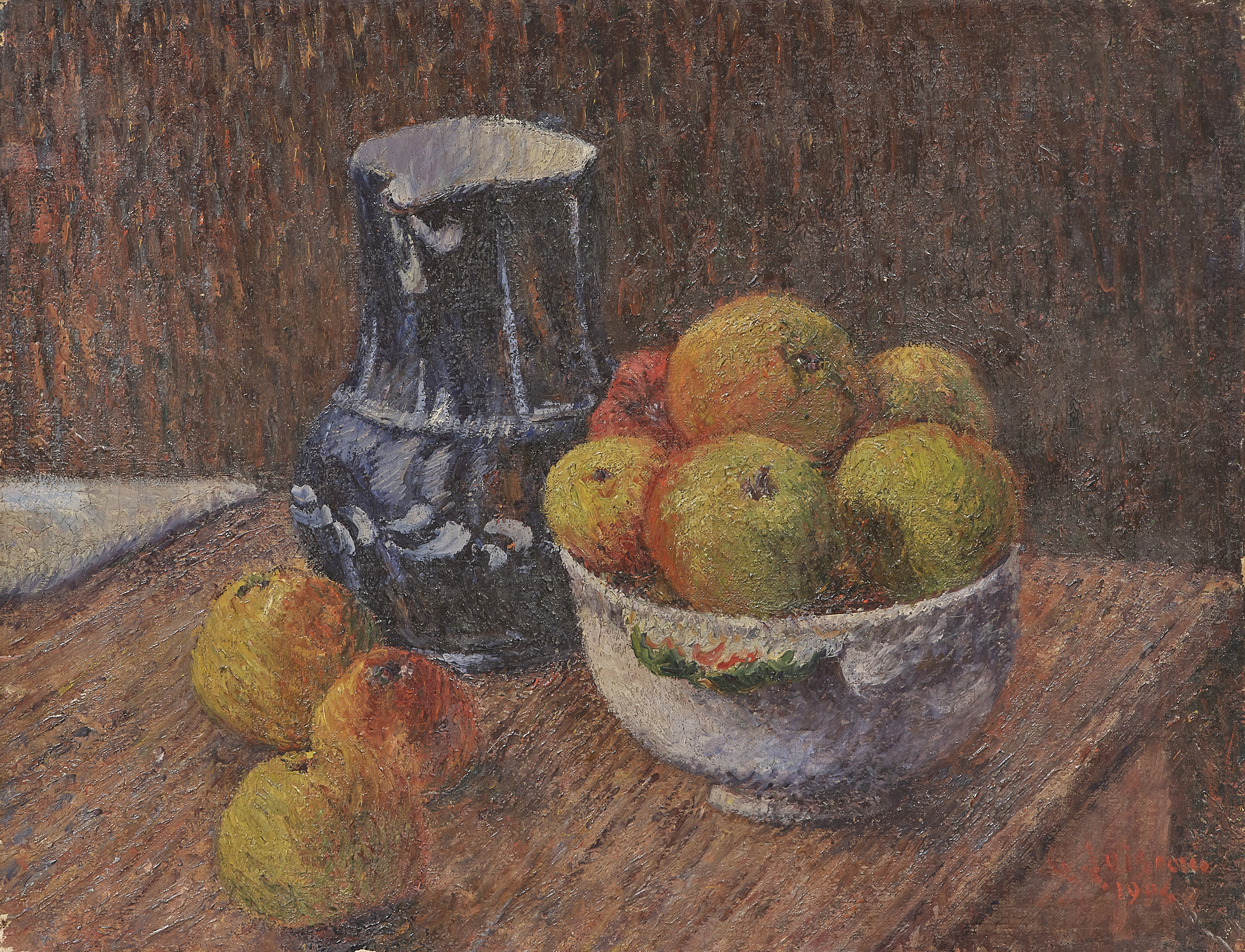 Gustave LOISEAU (1865-1935) — Nature morte au pichet et pommes