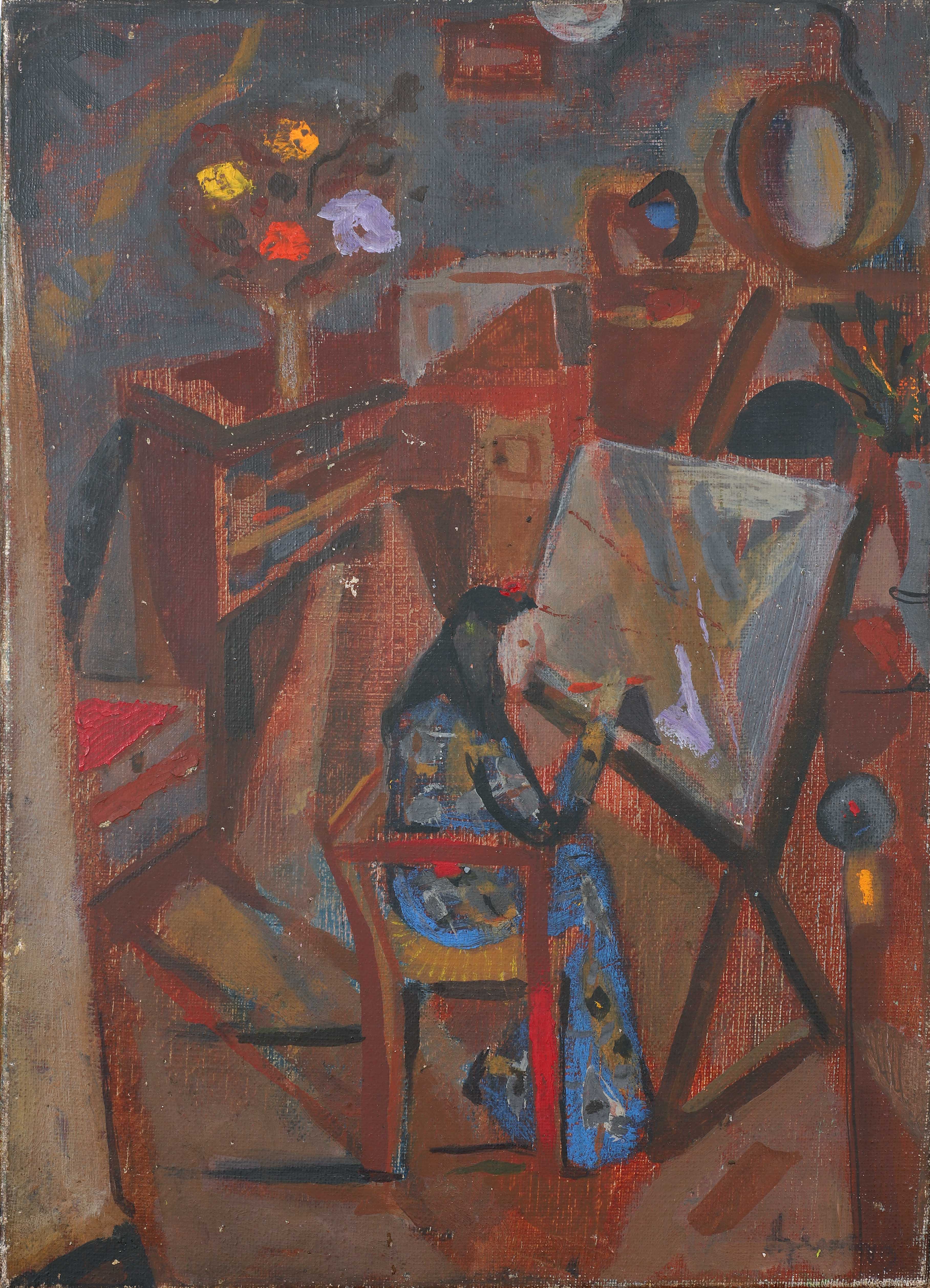 Arpad SZENES (1897-1985) — Maria Vieira Da Silva à son chevalet, 1942