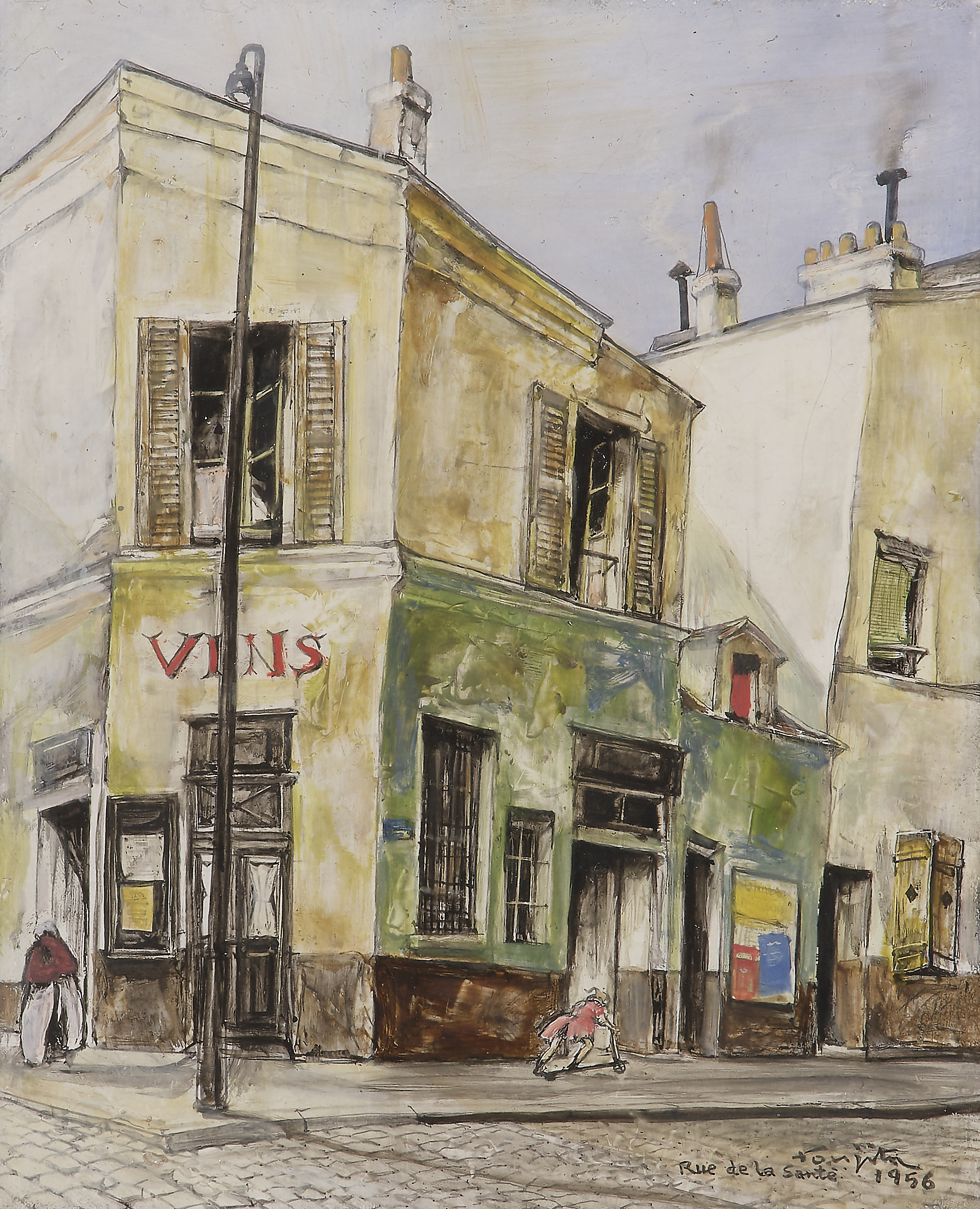 Tsuguharu FOUJITA (1886 1968) — Rue de la santé, 1956