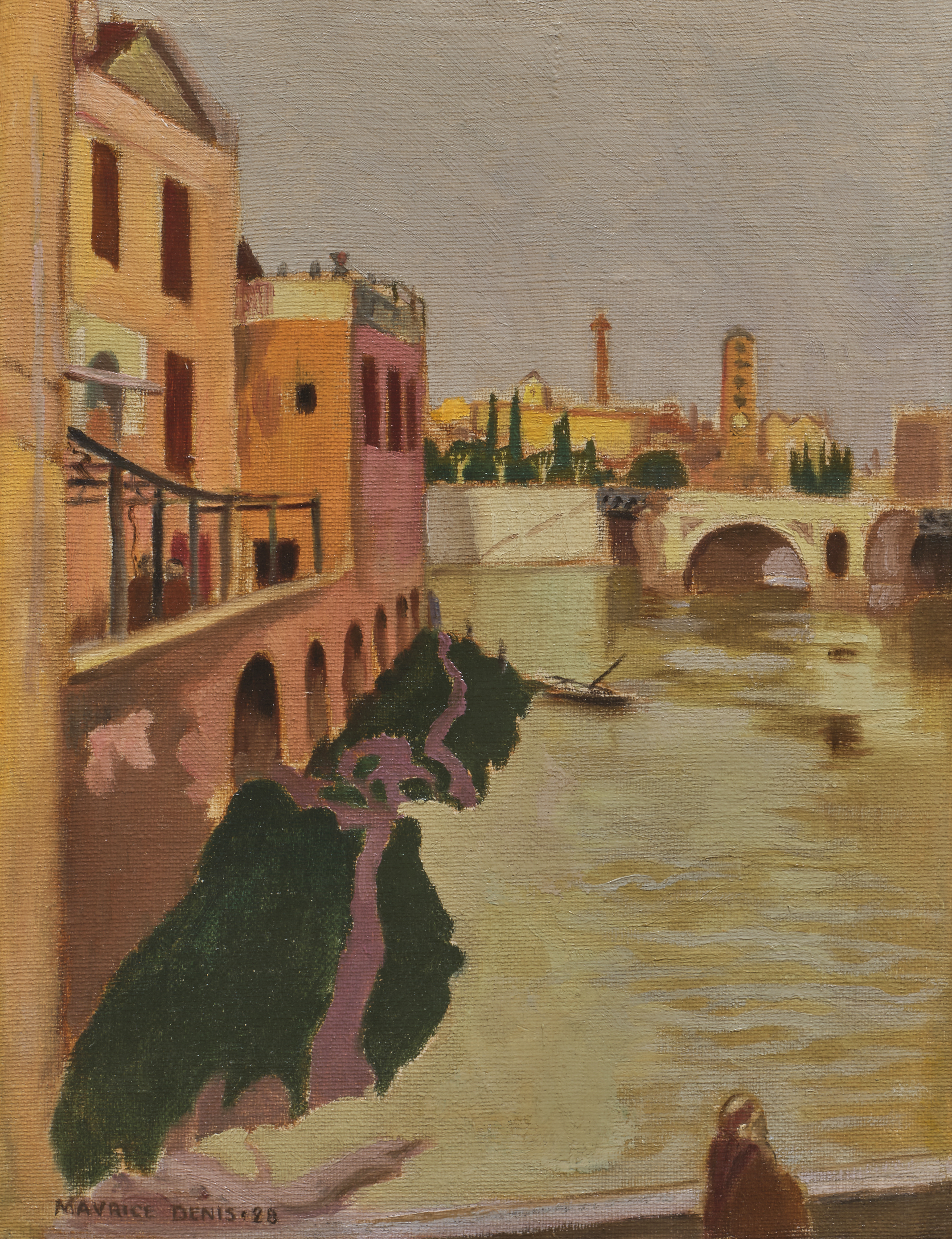 Maurice DENIS (1870-1943) — Ile du Tibre ou île San Bartolomeo, Rome, 1928
