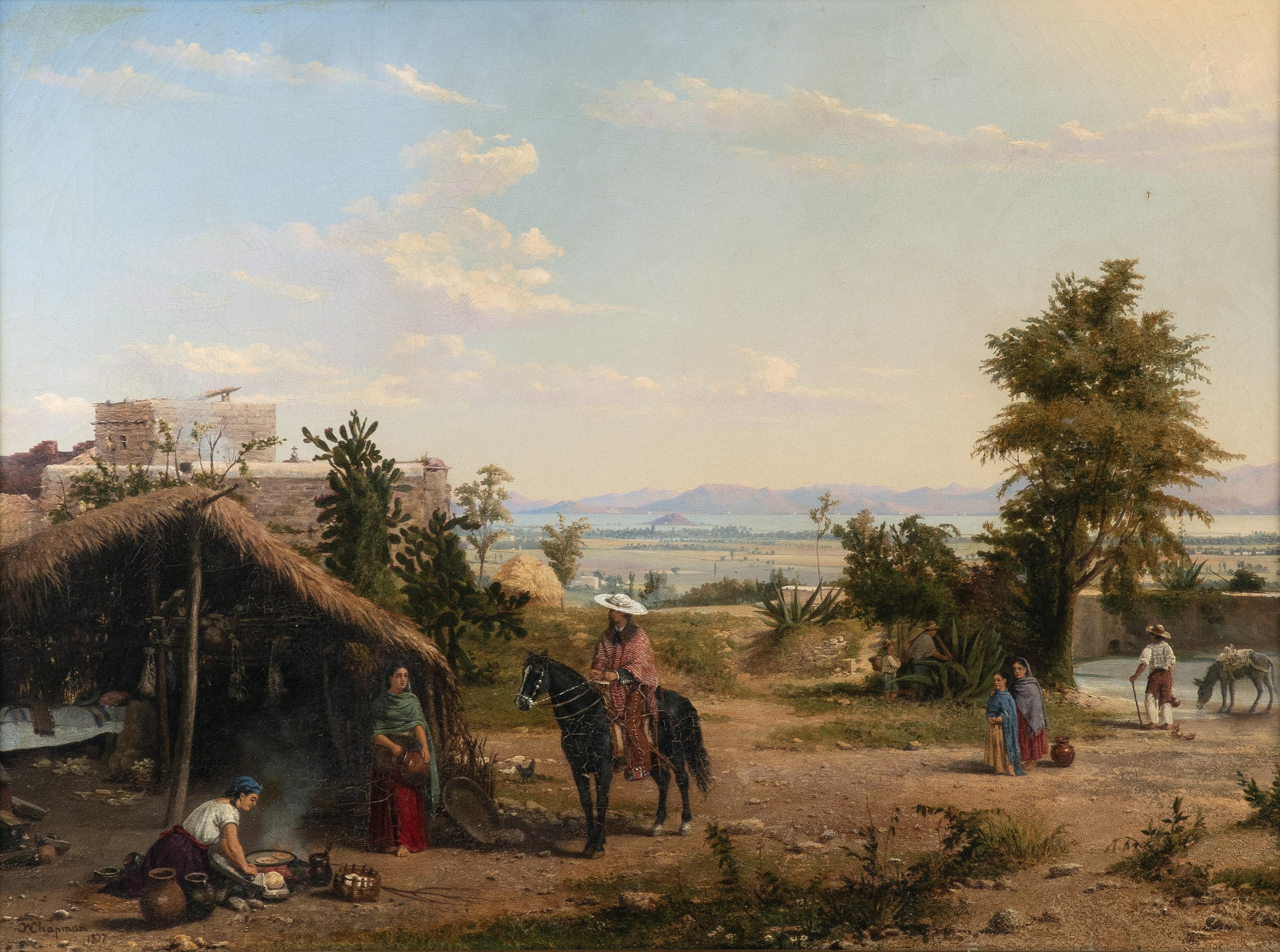 Conrad Wise CHAPMAN (1842-1910) — Scène villageoise, Vallée de Mexico, 1877