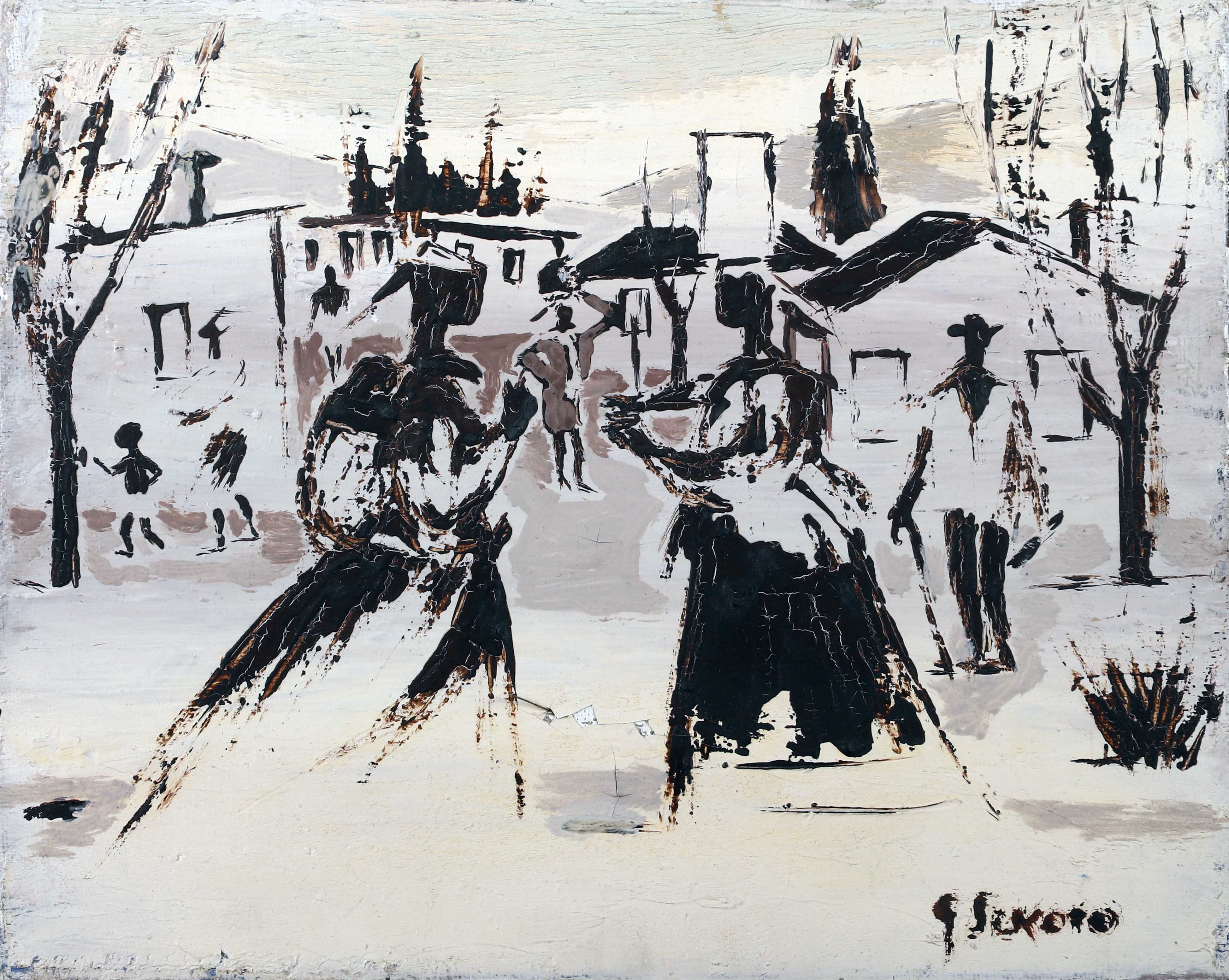 Gérard SEKOTO (1913-1993) — Scène de rue en Afrique du Sud, circa 1958