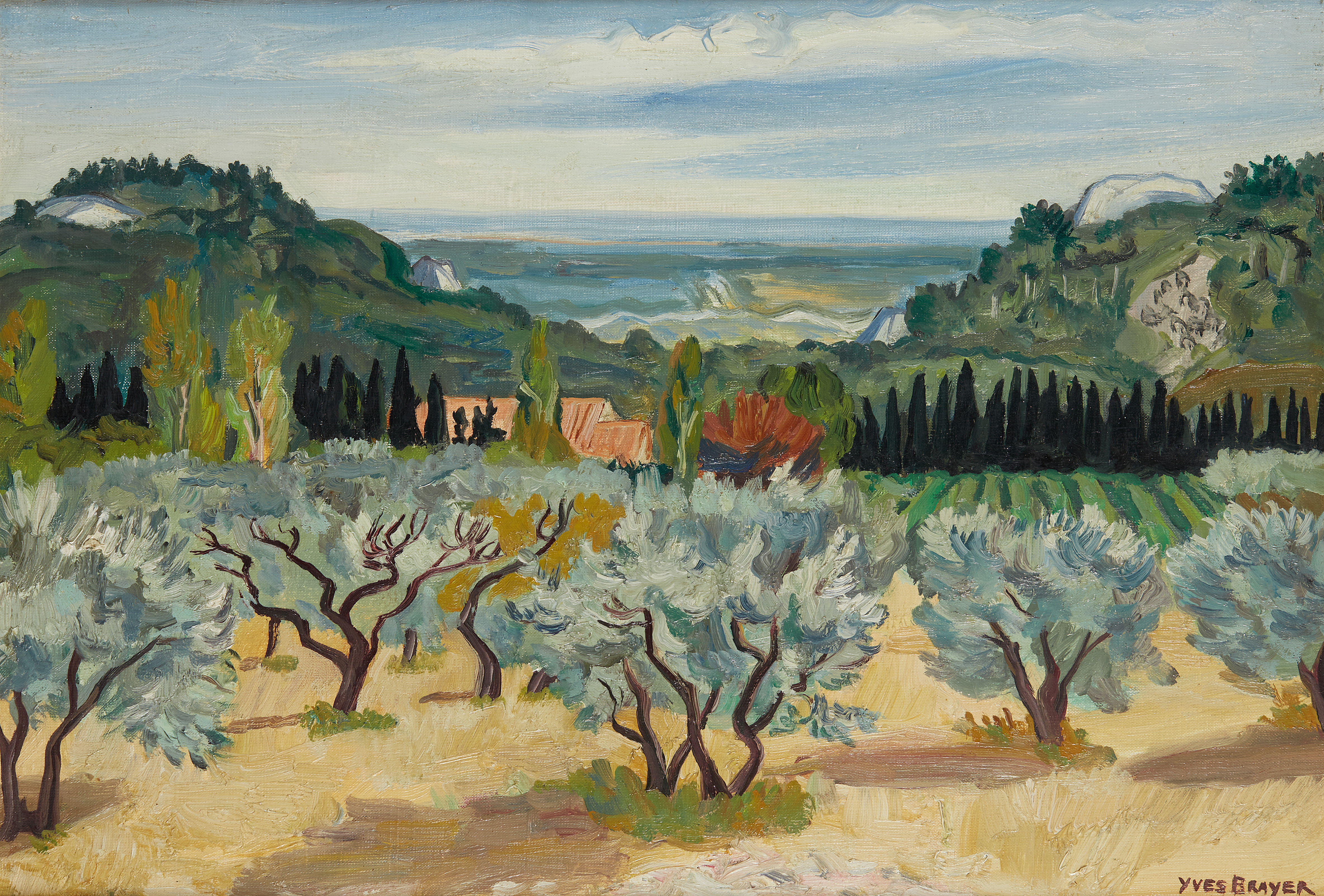 Yves BRAYER (1907-1990) — Contre-jour vers Maussane (Alpilles), 1982