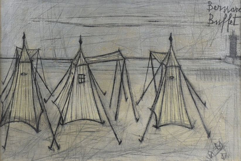 Bernard BUFFET (1928-1999) — Les tentes de Dinard