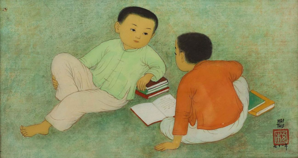 MAI Trung THU (1906-1980) — Conversation (Deux enfants) ou Etude, 1971