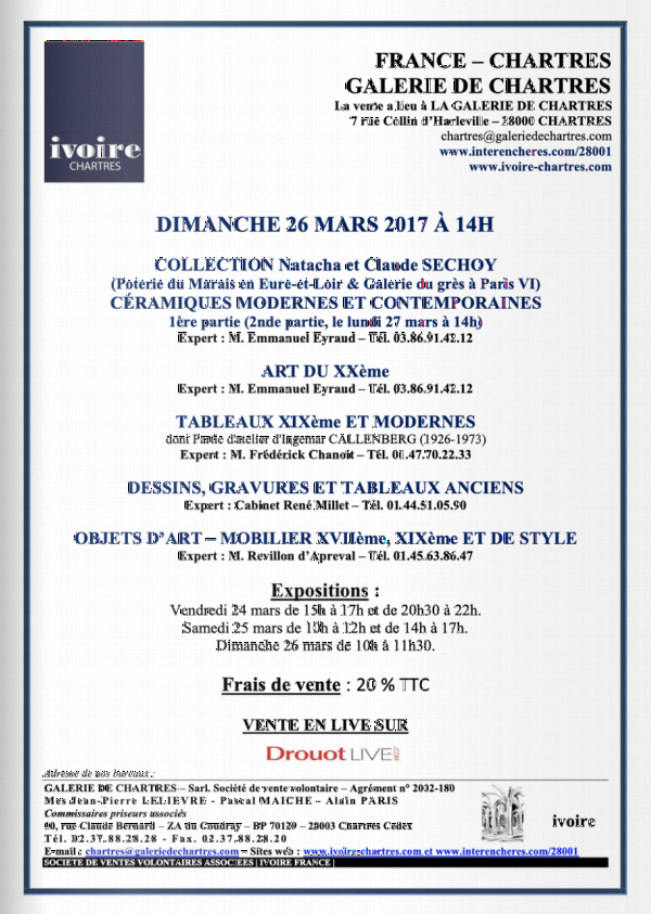 Galerie de Chartres, Ivoire enchères