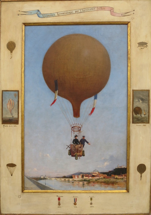 — Le capitaine aéronaute Juhlès volant au dessus de Turin en compagnie de la reine dItalie Margherita de Savoie