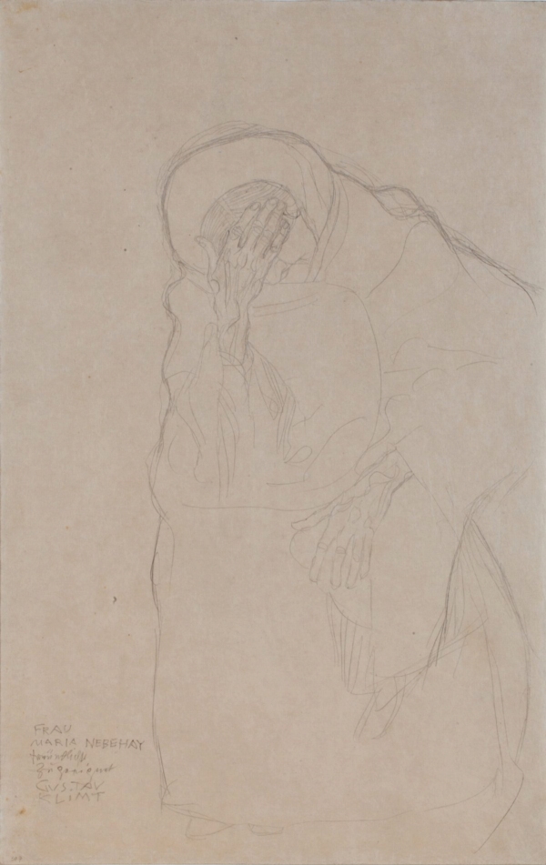 — Vieille femme assise, la main sur le front