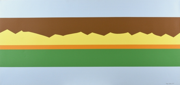 Jean LEGROS (1917-1981) — Toile à bandes avec jaune atypique, 1975