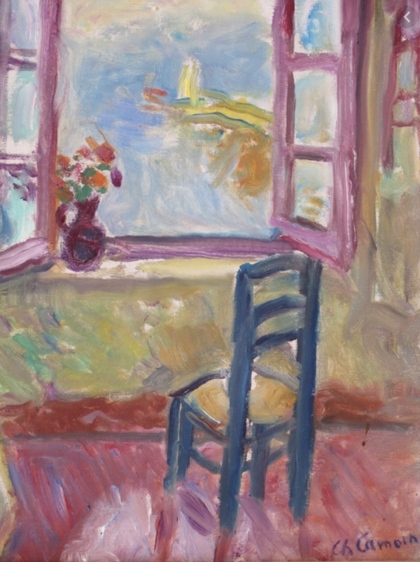 Charles Camoin (1879-1965) — Le Pot de fleurs sur le rebord de la fenêtre de l'atelier, Saint Tropez, circa 1950-1960