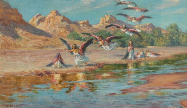 Etienne DINET (1861-1929) — Filles du Djenn's se dépouillant de leurs ailes
