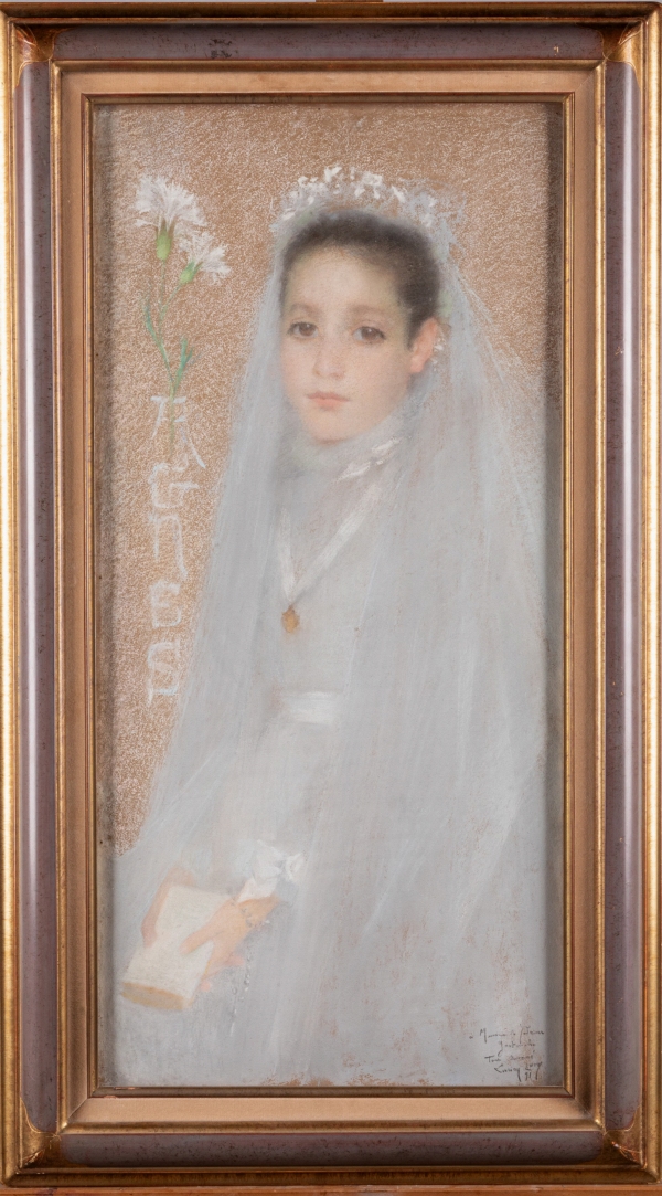 Lucien LÉVY-DHURMER (1865 - 1953) — Portrait d’Agnès en jeune communiante
