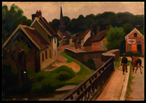 Jules Émile ZINGG (1882-1942) — Bouvier et sa vache à l'entrée du village