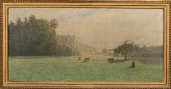 — Un pré dans les fonds de La Tournelle ; vapeurs argentées du matin