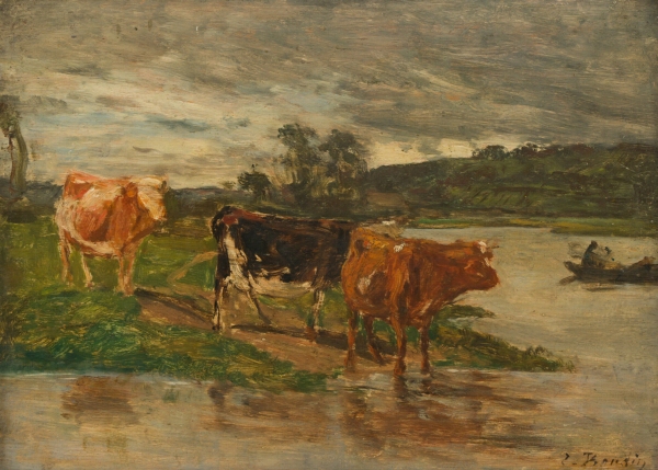 Eugène BOUDIN (1824-1898) — Vaches au bord de la Touques