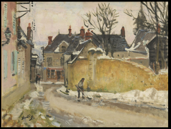 Pierre Eugène MONTEZIN (1874-1946) — Rue de village enneigé