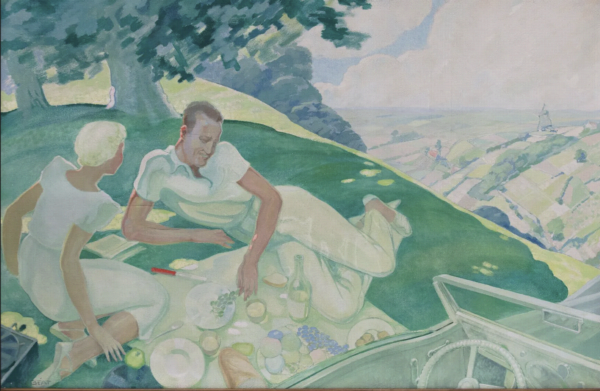 Paul BÉAT (1874-1945) et Robert BEAT (1903-1990). — Couple pique-niquant sur le mont Cassel