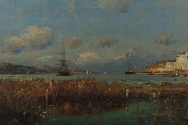 Jean-Baptiste OLIVE (1848-1936) — Martigues : Voiliers sur l'étang de Berre