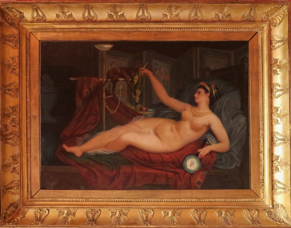 Ecole du XIXe siècle — Orientale et singe et à l’éventail