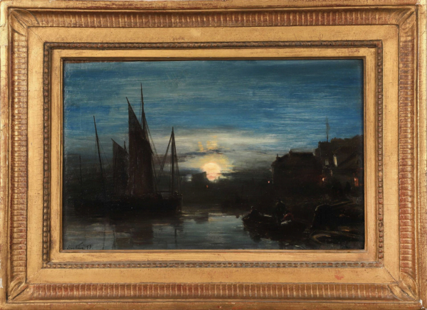 Johan-Barthold JONGKIND (1819-1891) — Le port à la nuit tombante, 1853
