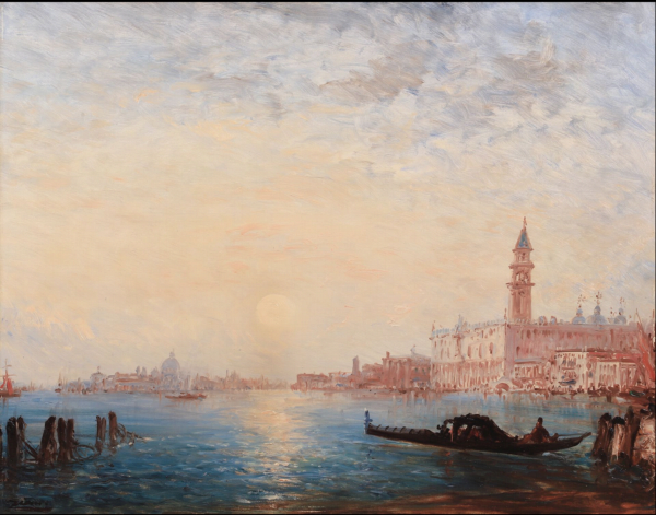 Félix ZIEM (1821-1911) — Gondoles au soleil couchant près de la place Saint Marc.