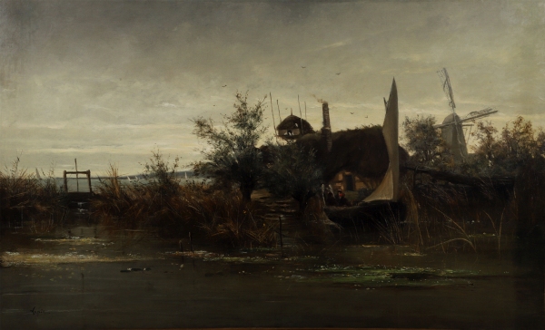 Ludovic Napoléon LEPIC (1839-1889) — Vue d'un moulin en bord de rivière