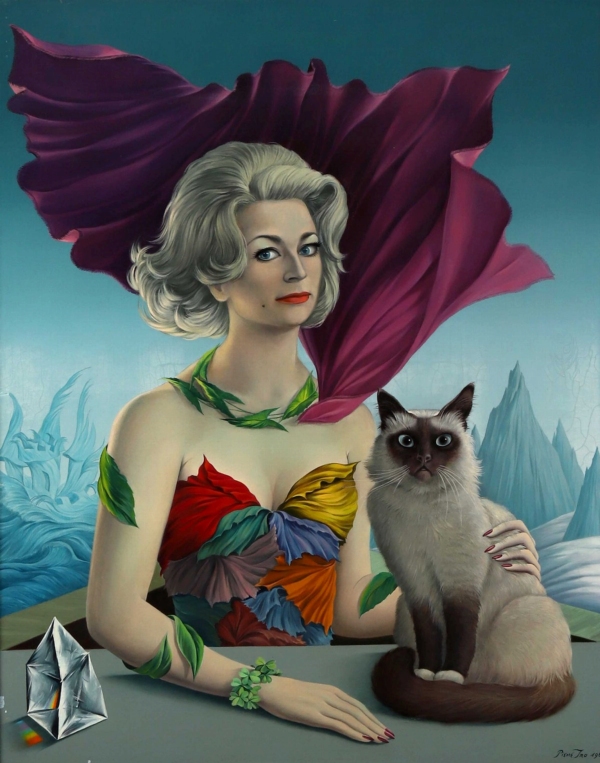 — Portrait de femme au chat.