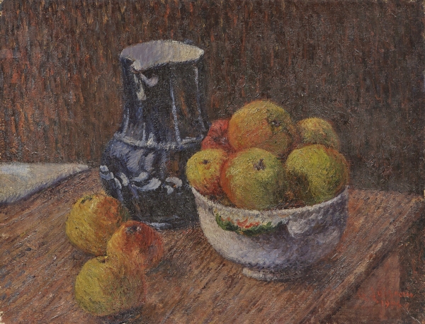 Gustave LOISEAU (1865-1935) — Nature morte au pichet et pommes