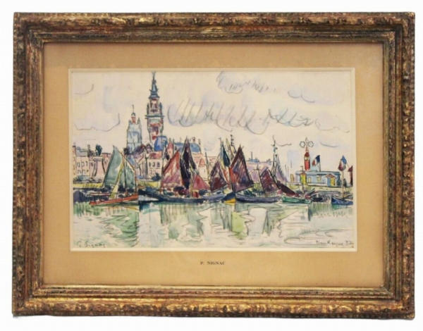 Paul SIGNAC (1863-1935) — Vue du port Dunkerque, 3 juin 1930
