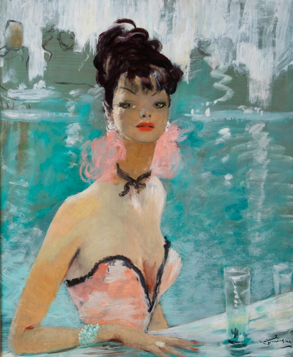 Jean-Gabriel DOMERGUE [FRANCE] (1889-1962) — Cannoise en robe bustier