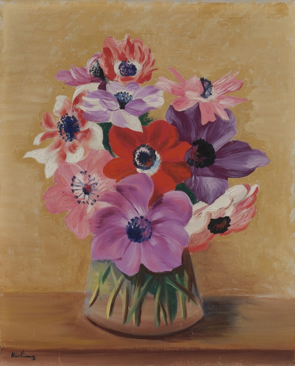 Moïse KISLING (1891 1953) — Vase d’anémones