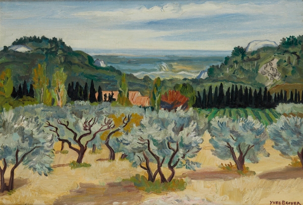 Yves BRAYER (1907-1990) — Contre-jour vers Maussane (Alpilles), 1982