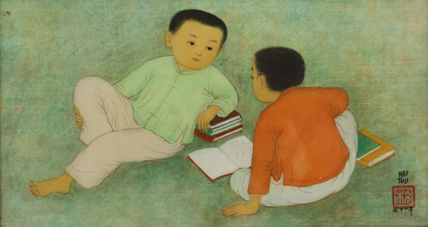 MAI Trung THU (1906-1980) — Conversation (Deux enfants) ou Etude, 1971